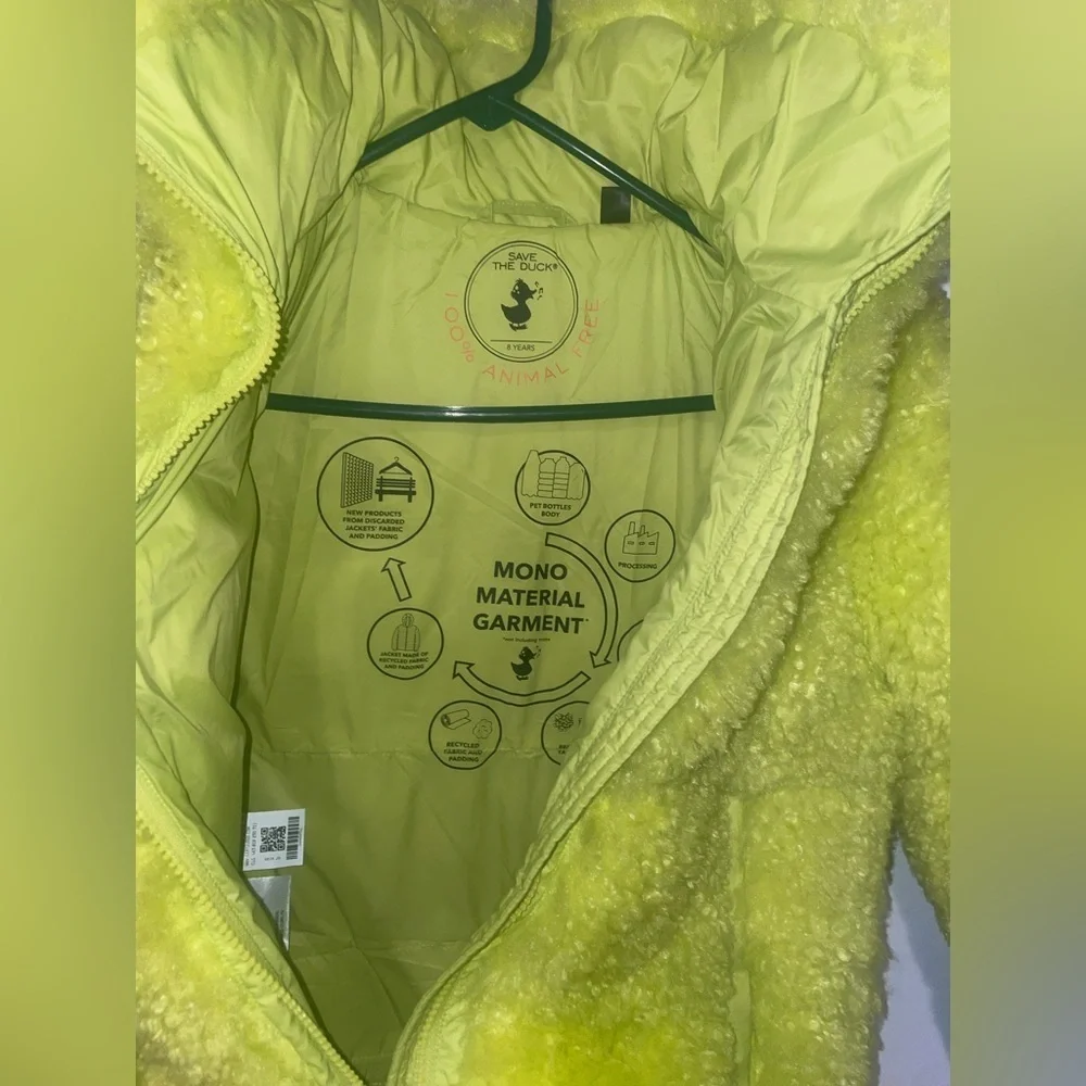 New! Save The Duck Kids Thisbe Quilted Neon Sherpa Fleece Jacket 🐥🐥 8 Youth NWT!